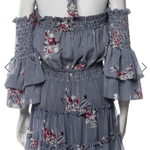 Floral Off-Shoulder Dress with Ruffle Sleeves